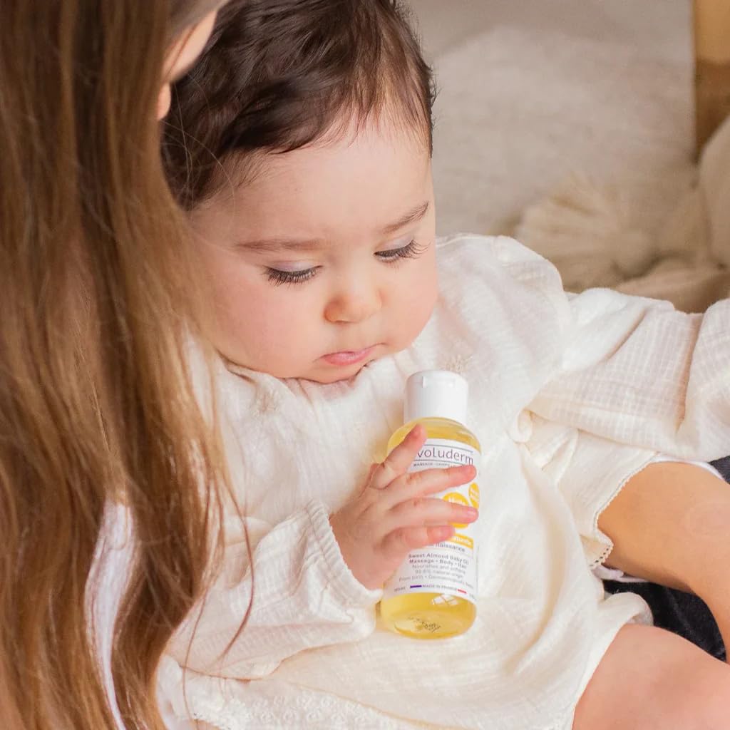 EVOLUDERM Huile d'Amande Douce Bébé 100 ml Lot de 3 99,6% d'Origine Naturelle Végan Fabrication Française