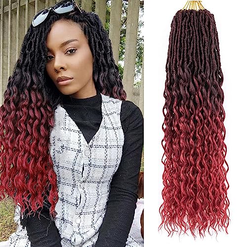 FANWYFYU 24 Inch Goddess Locs Crochet Hair Deep Wave 6Packs New Soft Faux Locs Crochet Braids Pre Looped Hair Extensions for Black Women(TBUG)