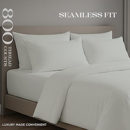 Miniatura 11 de Bluemoon Homes Sábanas de algodón egipcio tamaño Queen con bolsillo profundo, 100% algodón egipcio de 800 hilos, 4 piezas, sábanas de algodón