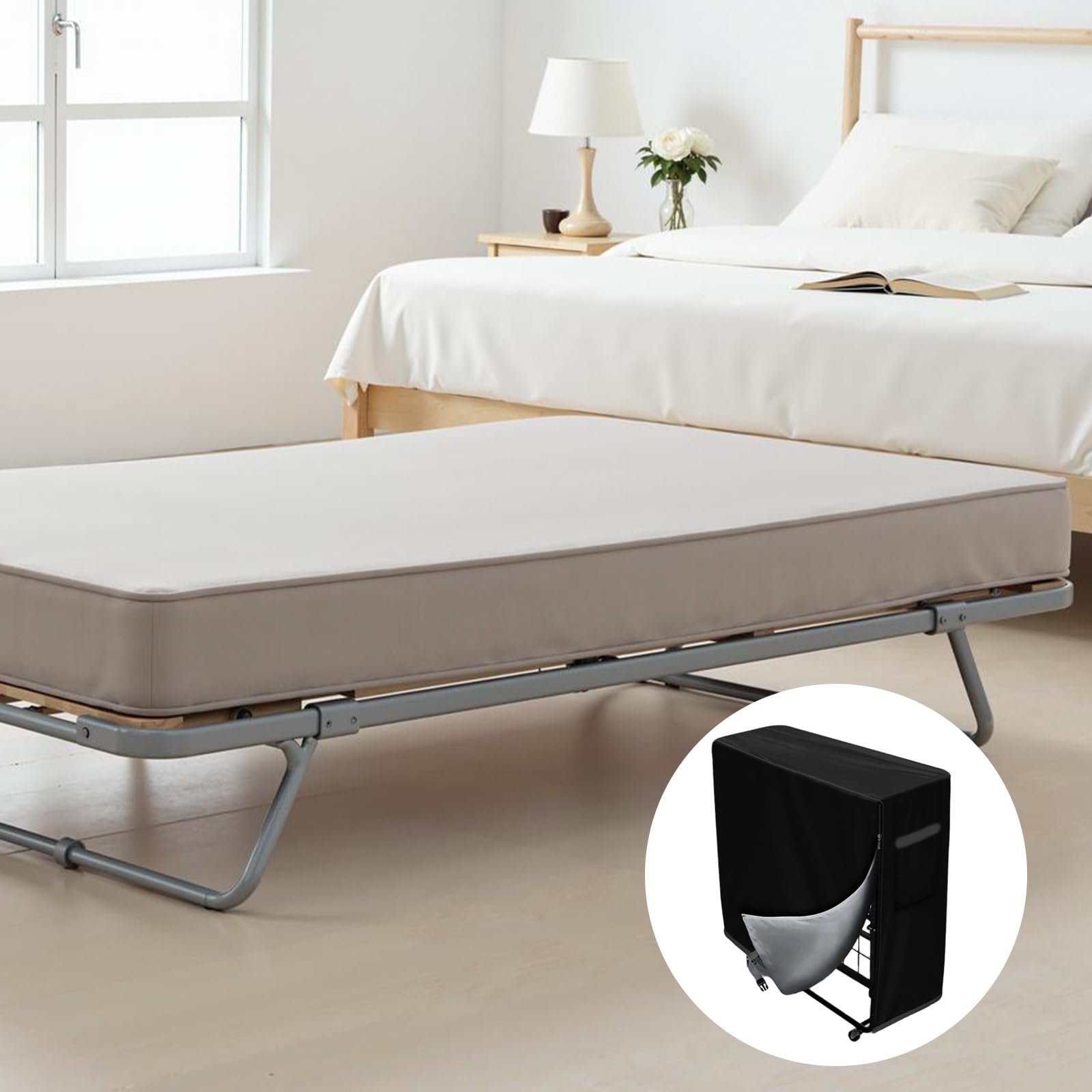 Funda de edredón plegable para cama de invitados, funda protectora impermeable a prueba de polvo, bolsa de almacenamiento multifuncional