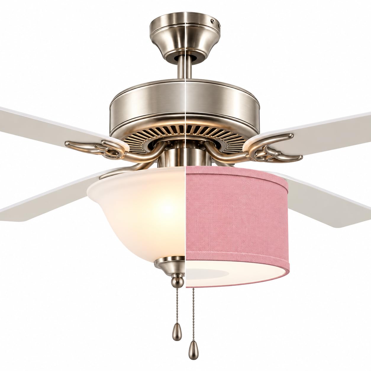 Ceiling Fan Light Fixture Decorative Replacement Shade, DIY Bundle, Fits 99% of Existing Fan Lights Kits (* YOU MUST CHECK FOR COMPATABILITY BEFORE PURCHASING *) Pink