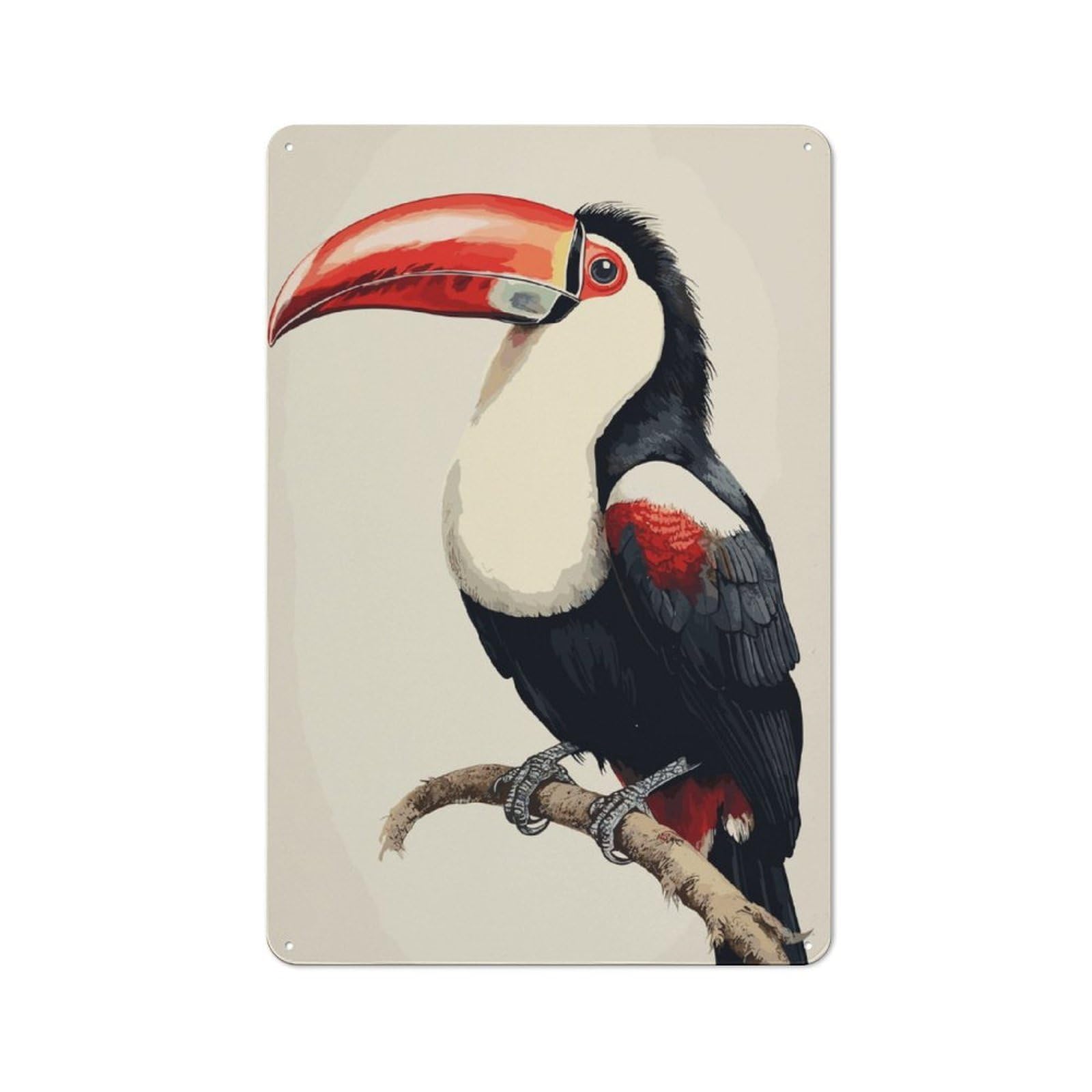 Junmoney Toucan Japanese Painting Bistro Style Cafe Metal Sign 30X20cm Featuring Restaurant Wall Art For Takeaway, Bar, Kitchen Or Counter Area