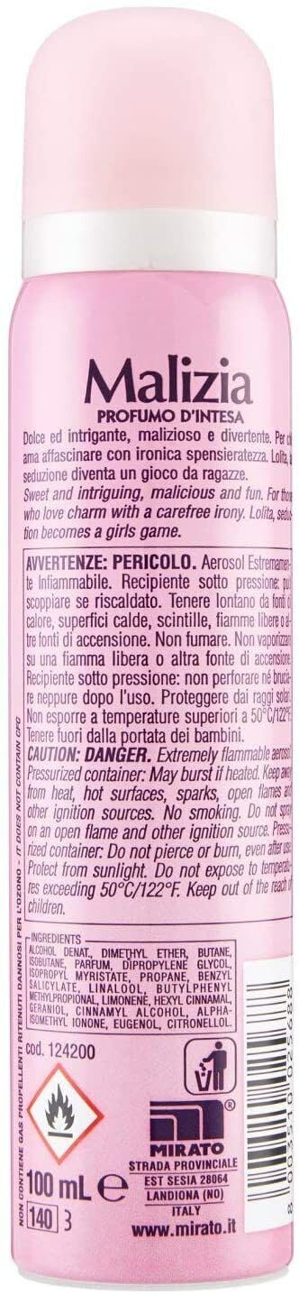 MALIZIA - Deodorante Donna Lolita Seduction Profumo, deodorante spray da donna, 100 ml + portachiavi gratuito Beni Culinari
