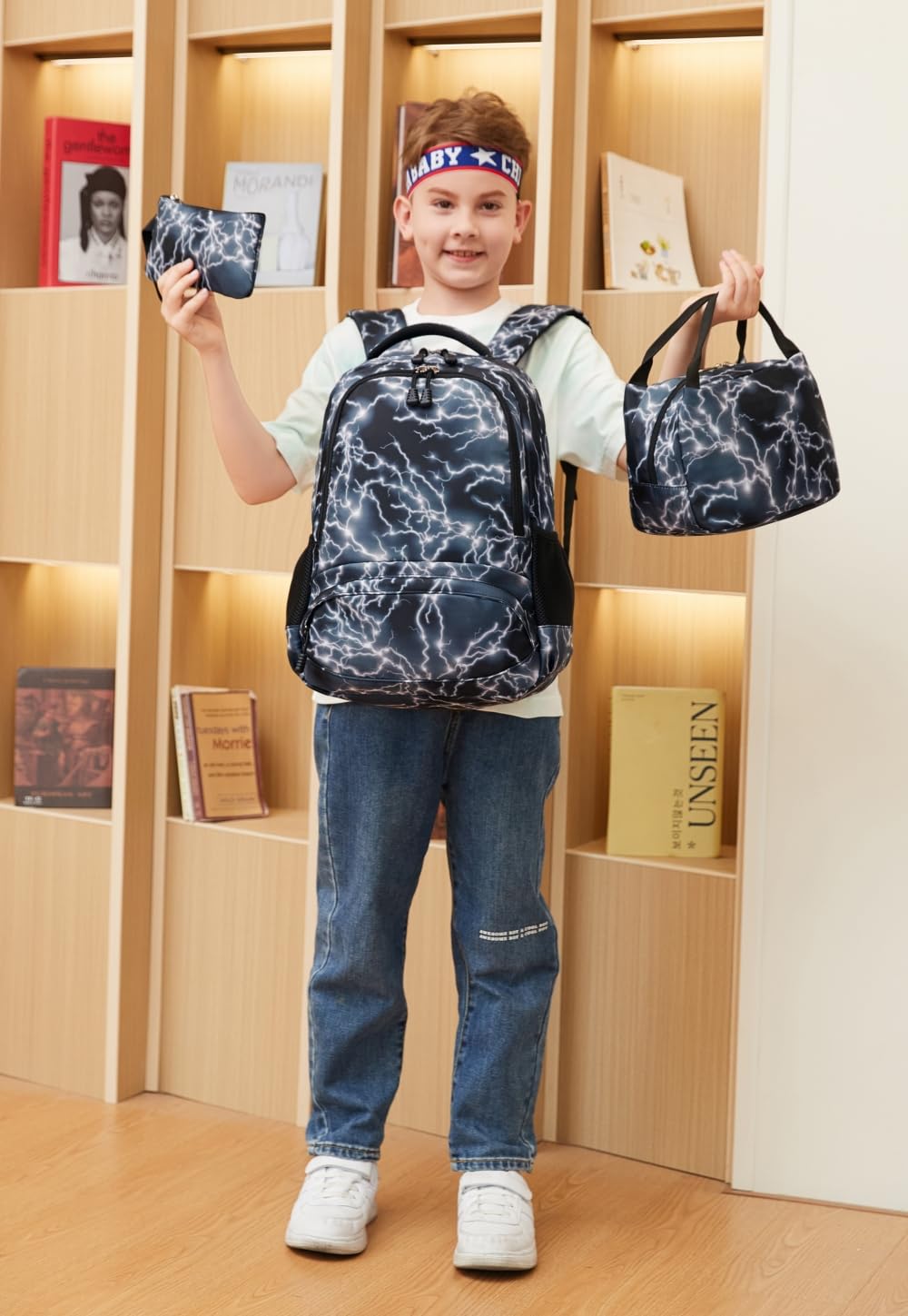 Sac à Dos D'école Pour Garçons Grand Sac à Dos Pour Enfants Durable Léger Et Imperméable étoilé Pour étudiant (2-Noir)