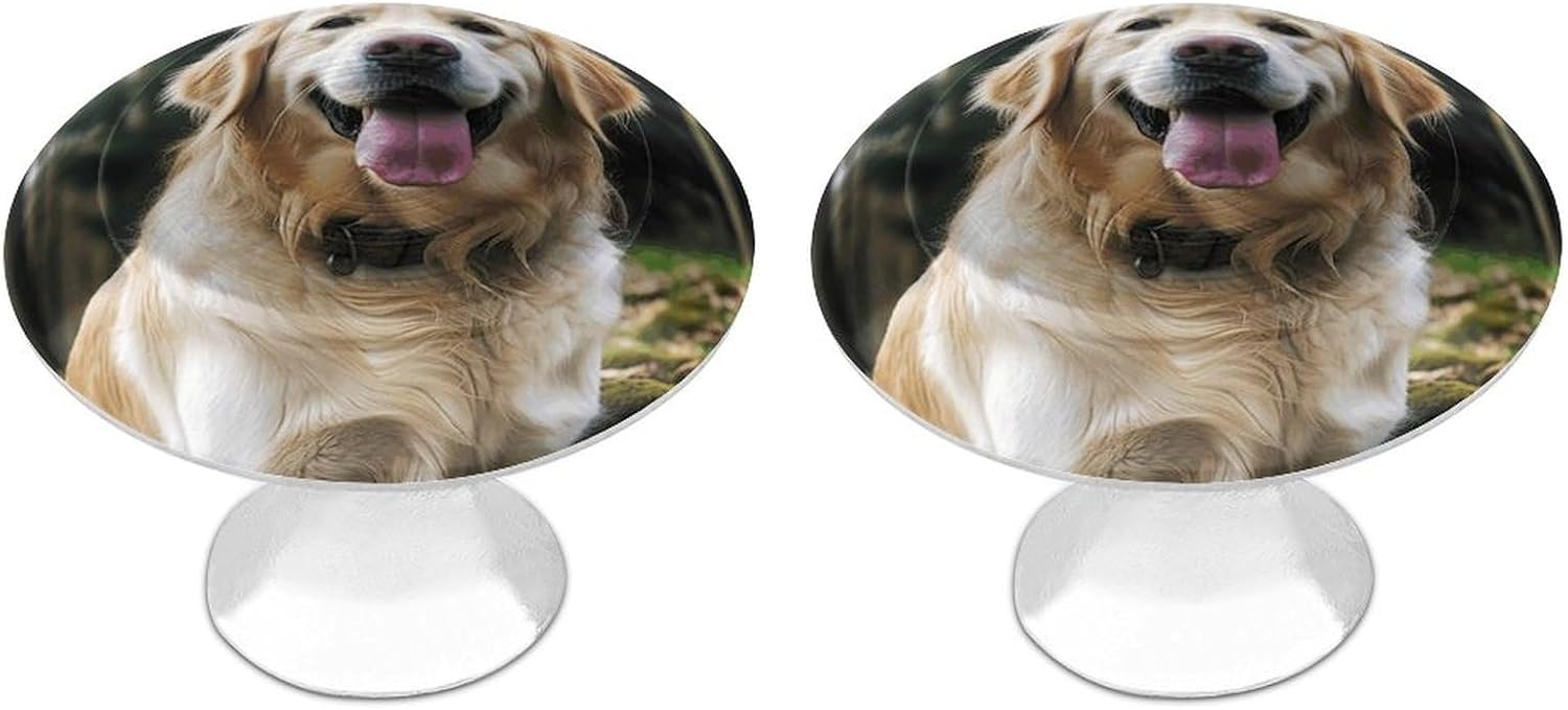 Round Knobs,Funny Golden Retriever Print Dresser Knobs,Drawer Handle,Decorative Knobs,Cabinet Knobs with Screws