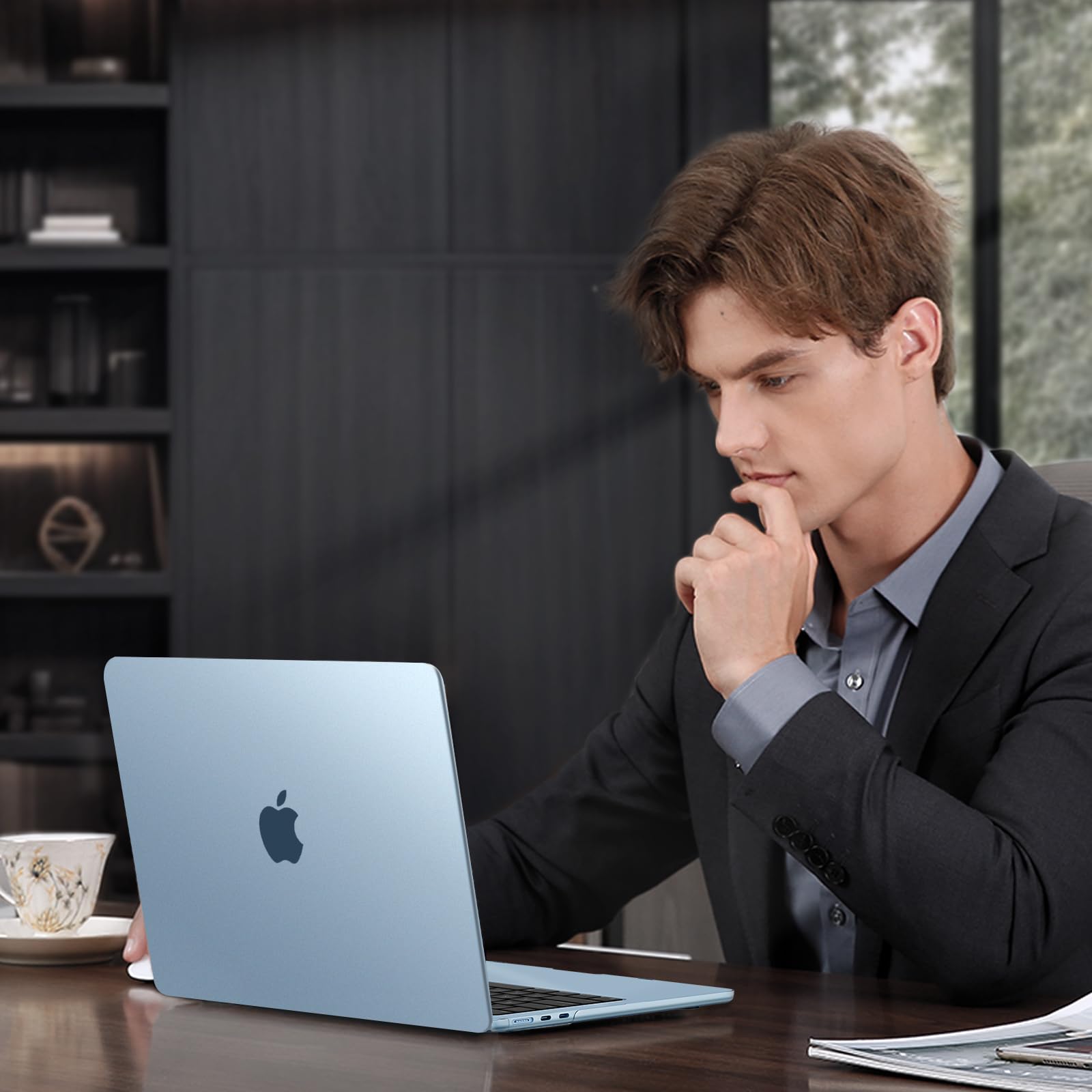 MOSISO Funda Compatible con MacBook Air 13 Pulgadas, 2026-2022 M4 M3 M2, Funda Ultrafina&Tapa Teclado&Película Pantalla para A3240 A3113 A2681, Azul Cielo Claro