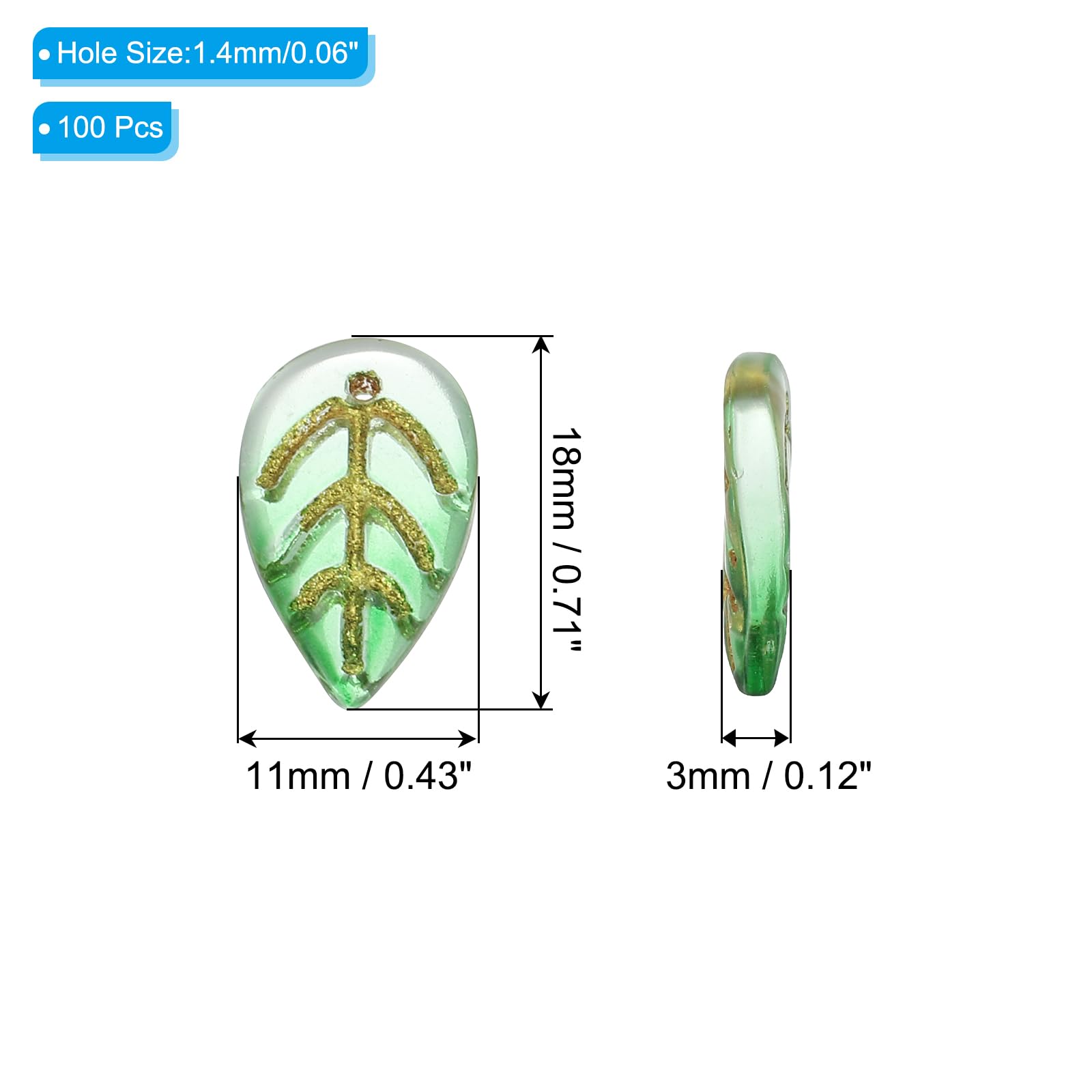 PATIKIL 18 x 11mm Czech Glass Leaf Beads, 100 Pcs Crystal Leaf Beads for Jewelry Making DIY Craft Bracelet Necklaces Earrings - Image 2