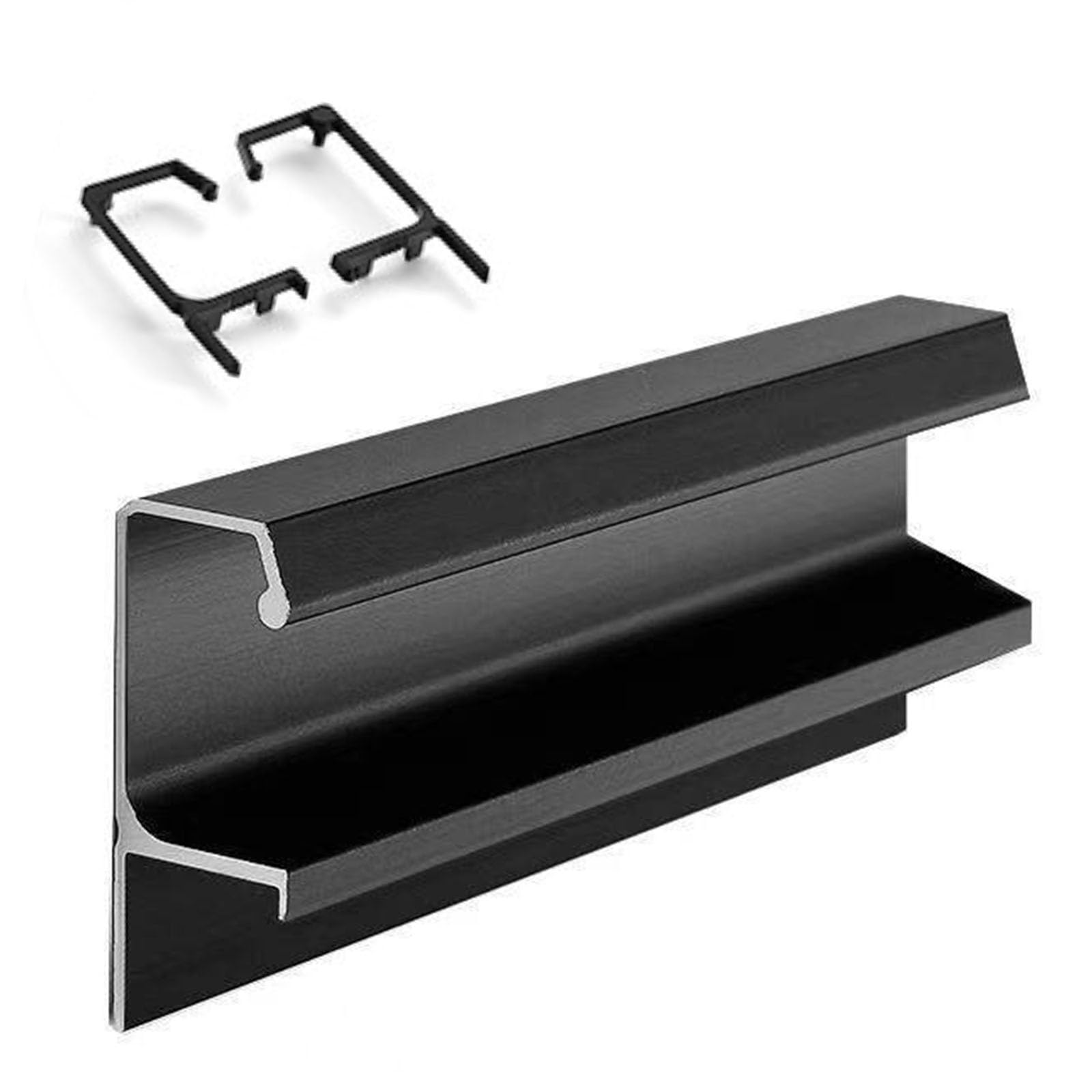 Wdjbpsh Black Modern Cabinets Edge Pulls For Kitchen Office Bedroom Decor, G-Profile Concealed Cupboard Finger 30 60 80 120 200 Cm Long, Easy To Cut - Aluminum Edging Trim(L-115Cm/45.3In)
