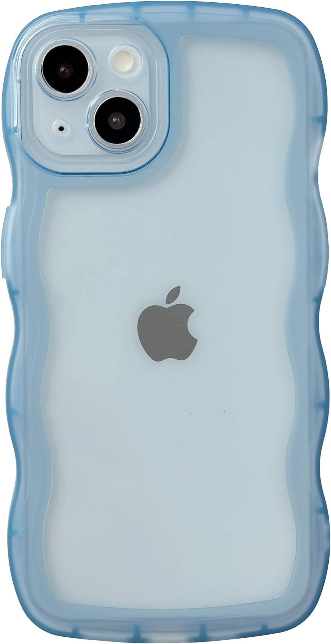 Caseative for iPhone 13 Case,Solid Color Curly Wave Frame Clear Soft Phone Case (Blue,13)