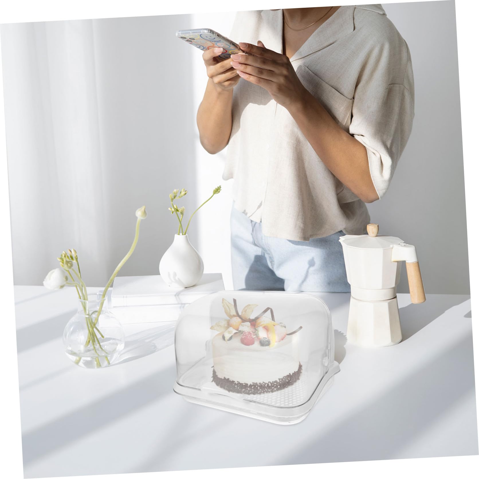 Boîte de Rangement Blanche en PP pour Biberons et Vaisselle Bébé, Support pour Sèche-Bouteilles Couvercle à Égouttoir Pratique pour Stockage et Séchage