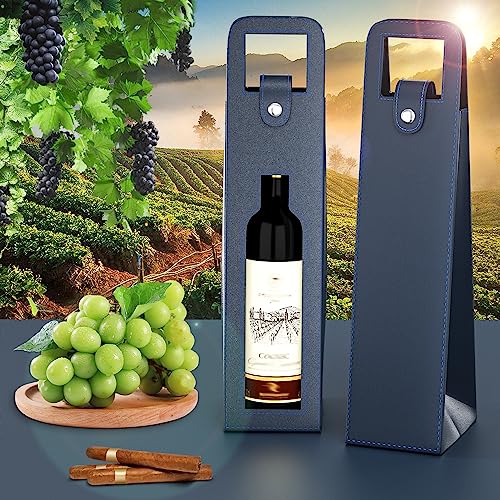 image for RYDDOY Wine Tote Carrier, Reusable Leather Single Bottle Champagne, Be