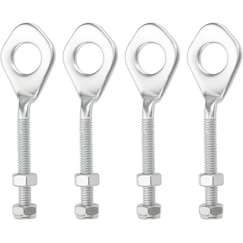 2 Pairs of 12mm Chain Tensioner Axle Adjuster 12mm Adjuster Pit with Nuts for 110cc 125cc ATV Quad Dirt Bike Motorbike Silver