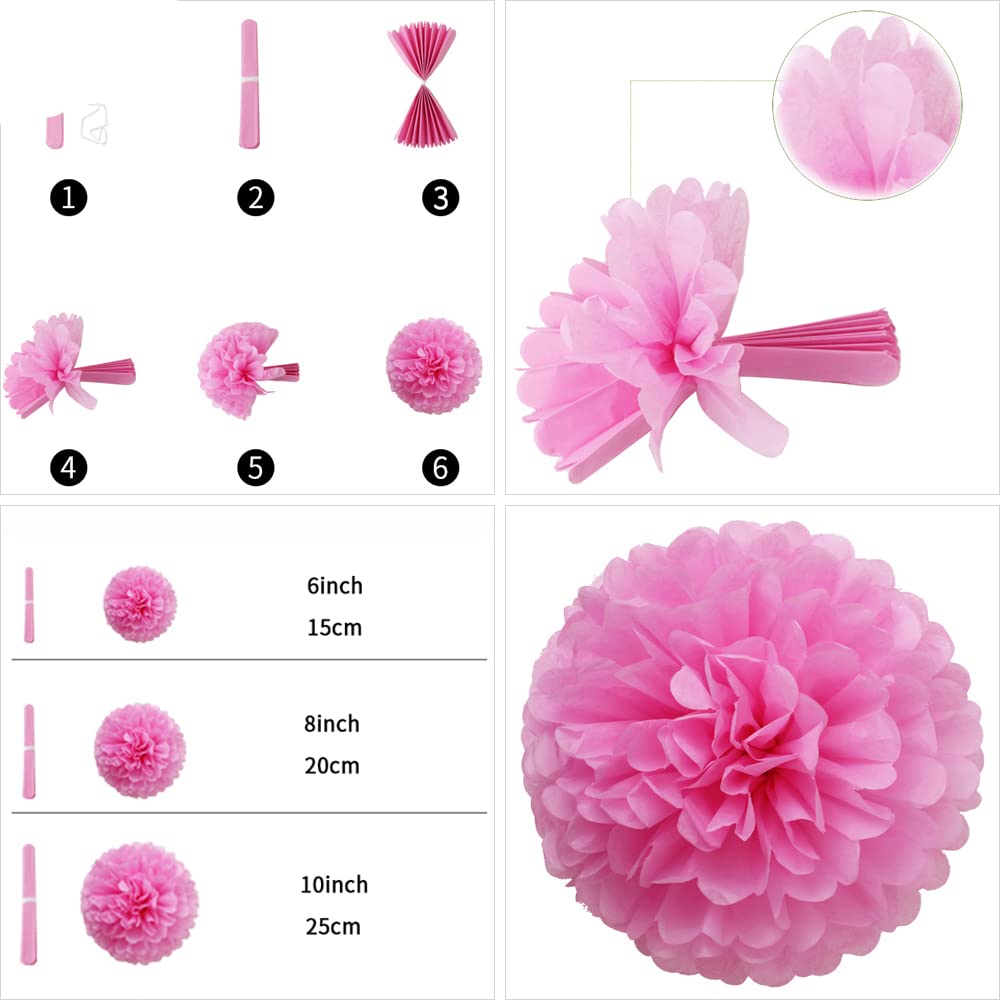 AITIHYA 20pcs / Lot Fiesta DIY Decoraciones Juego de linternas de Papel Papel de Seda Pompones/Abanicos Colgantes/Bola Cumpleaños Boda Suministros-Oro Plata, 10 Pulgadas (25 cm)