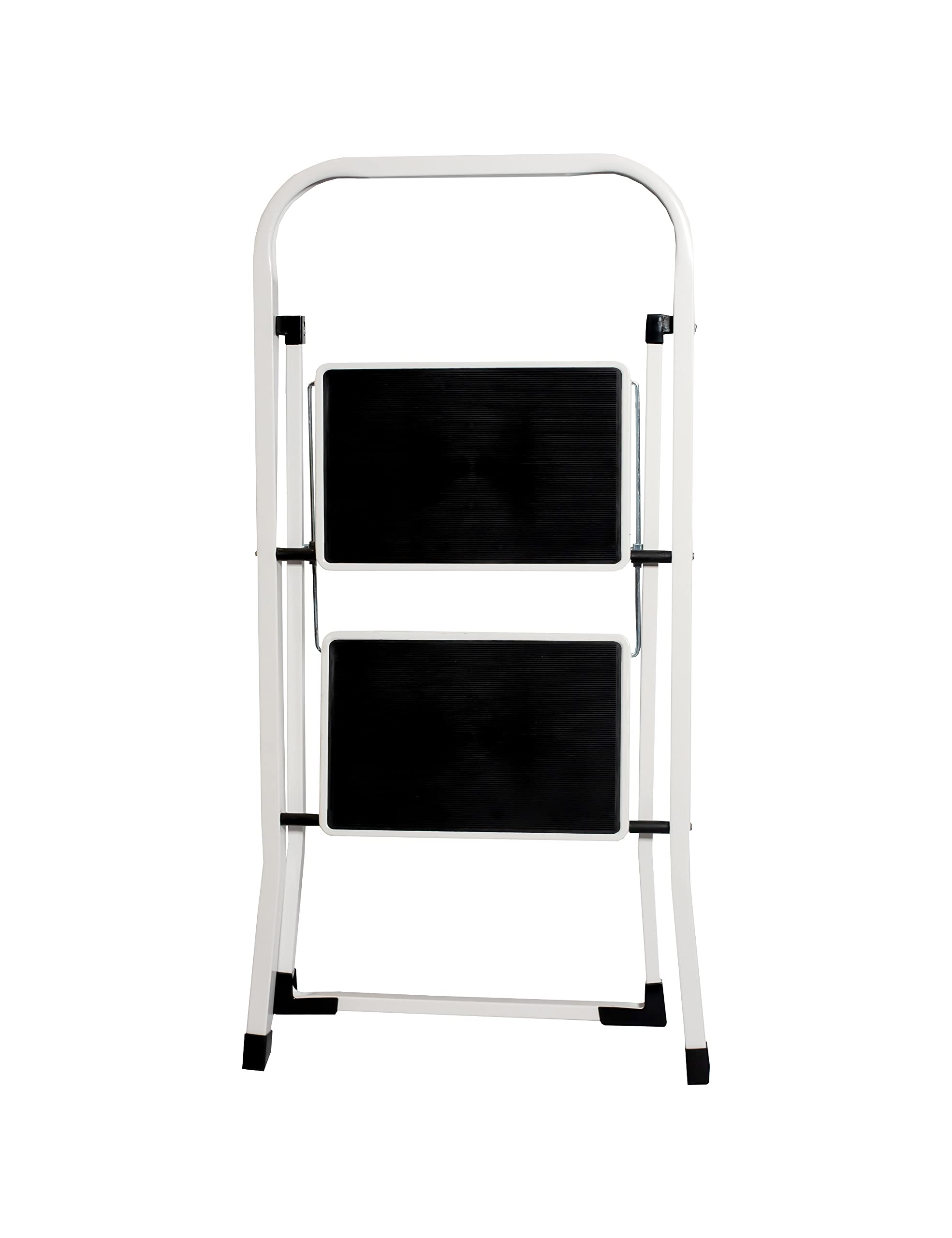 Escalera Plegable, Escalera 2 peldaños, domestica para hogar, Antideslizante, multifuncion, Resistente, 52.5x47x82.5cm 4kg (2 PELDAÑOS) Blanco