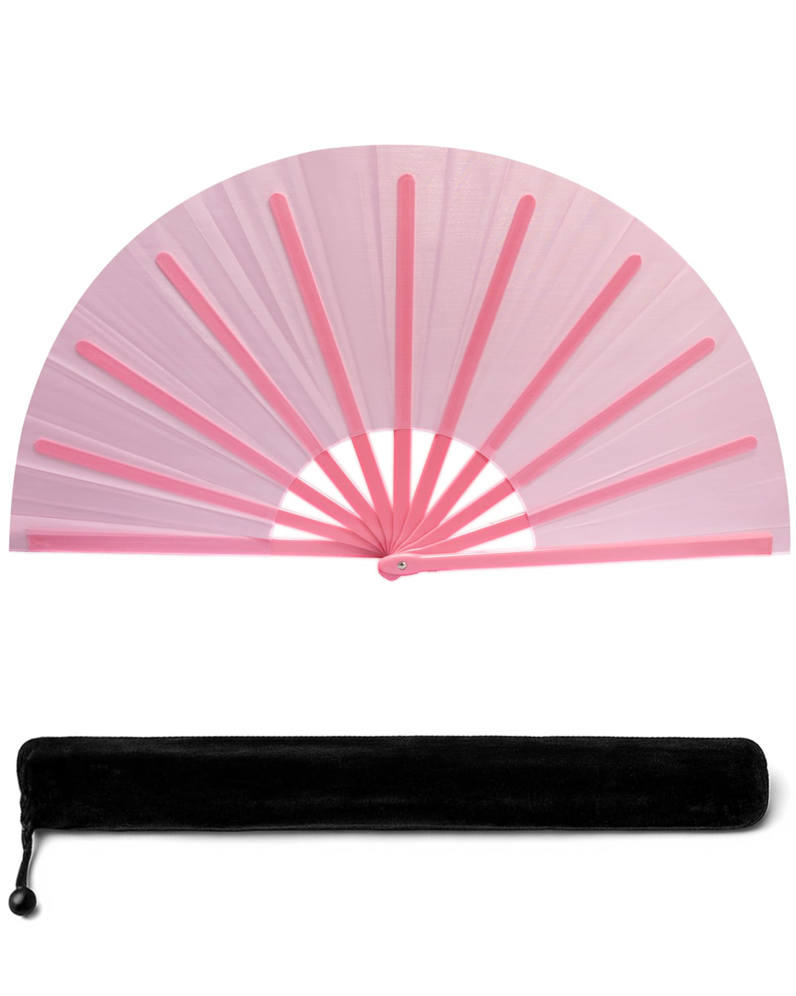 Photo 1 of 13IN Pink Large Popping Hand Fan for Line Dancing Clacking Premium Silk Boots On The Ground Hand Fan Chinese Rave Fan for Women Dancer Drag Queen Anyone in Pride Month Party Beach EDM