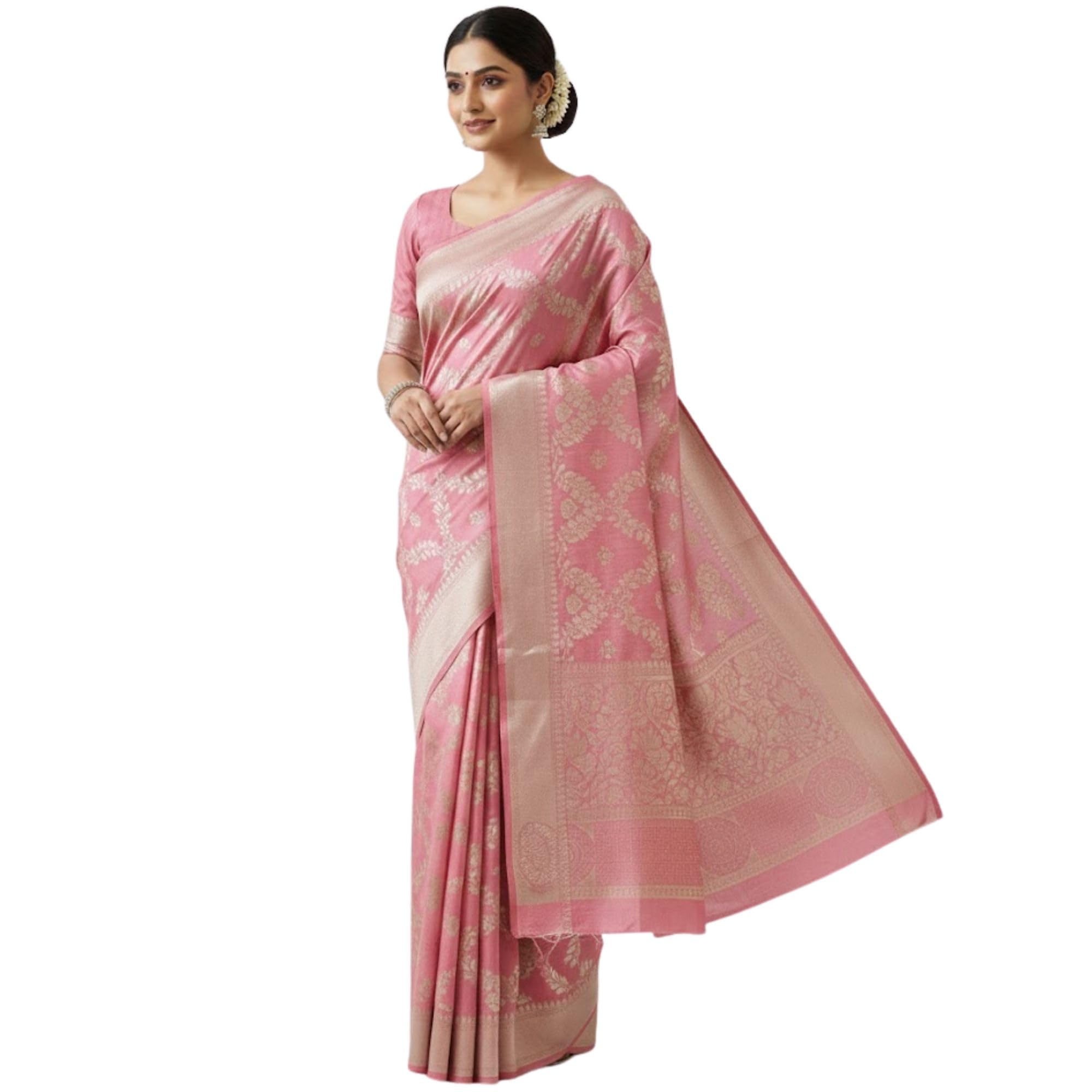 MATHI VASTRA Silk Cotton Blend Jacquard Saree for Women | Soft Lightweight Traditional Saree with Blouse Piece-image-24