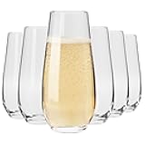 Champagne & Drink Glasses from the Harmony Collection | Set of 6 | 7.8 oz | Crystal Clear | For Home, Restaurant & Parties | Dishwasher Safe | Lead-Free Crystal Glass