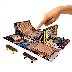 Brinquedo Pista de Skate BMX Manobras de Dedo Infantil Radical em MDF Premium Adesivado Personalizado Com Rampas e Corrimão