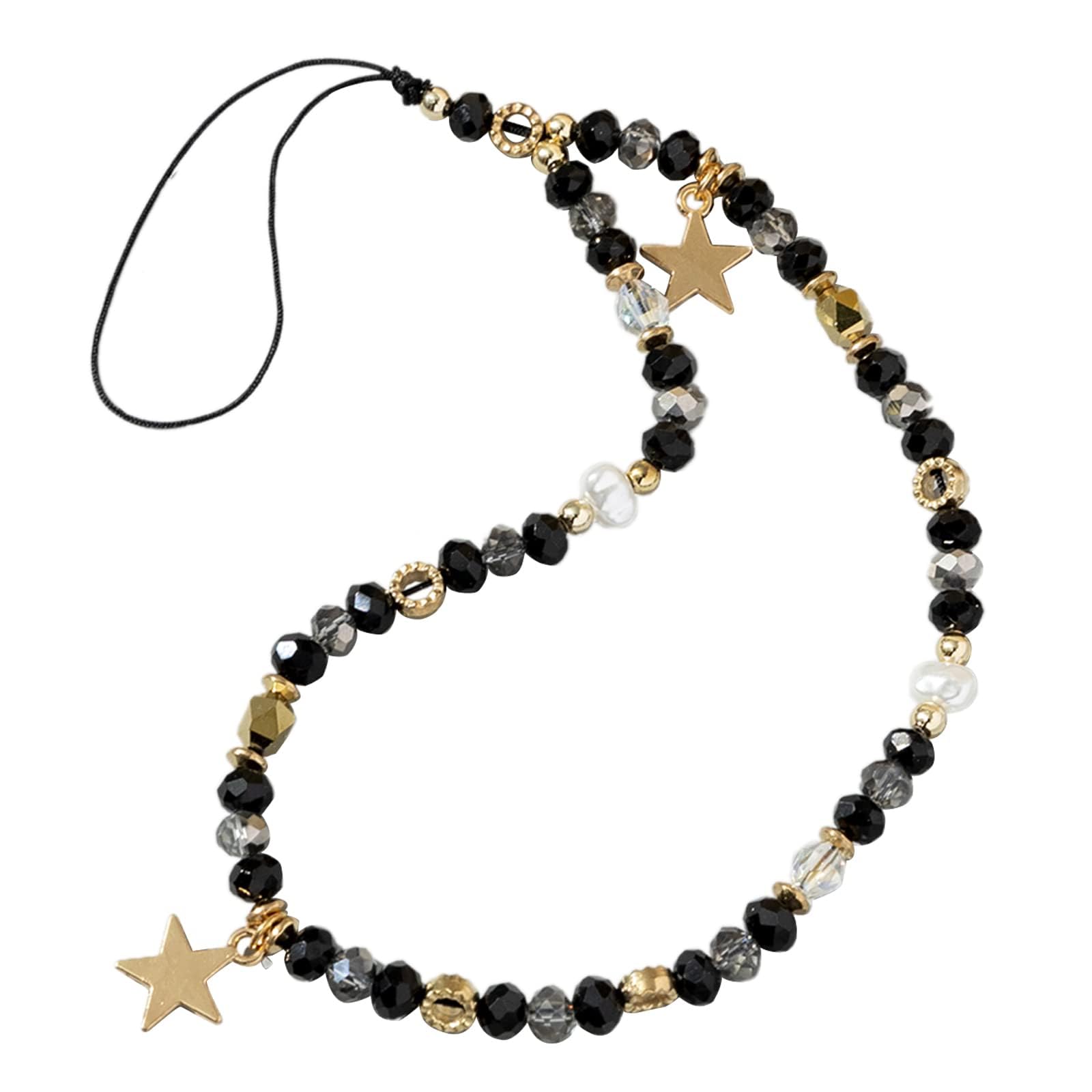 WaTudouYe Chaîne de perles pour téléphone - Bijoux pour téléphone - Anti-perte - Cordon pour téléphone - Corde en étoile - Pendentif pour téléphone - Lanyard pour téléphone pour femmes et filles
