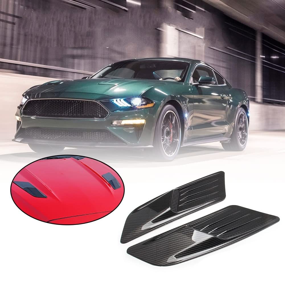 Przednia Maska Samochodu Wykończenie Wlotu Powietrza Scoop Vent Guards Splitter Dekoracyjne Dla Forda Dla Mustanga 2015 2016 2017(Carbon fiber pattern)