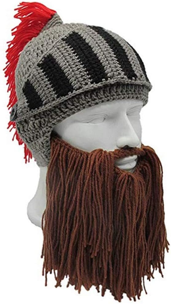 Creative Barbarian Knit Beard Hat Funny Knit Cap Wig Beanie Hats for Men Women - Image 2