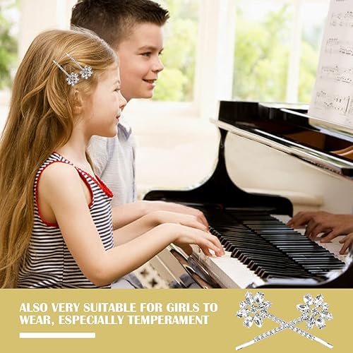 Miniatura 6 de FERCAISH Elegantes horquillas para el cabello de flores de cristal, accesorios florales de metal con diamantes de imitación, accesorios para el