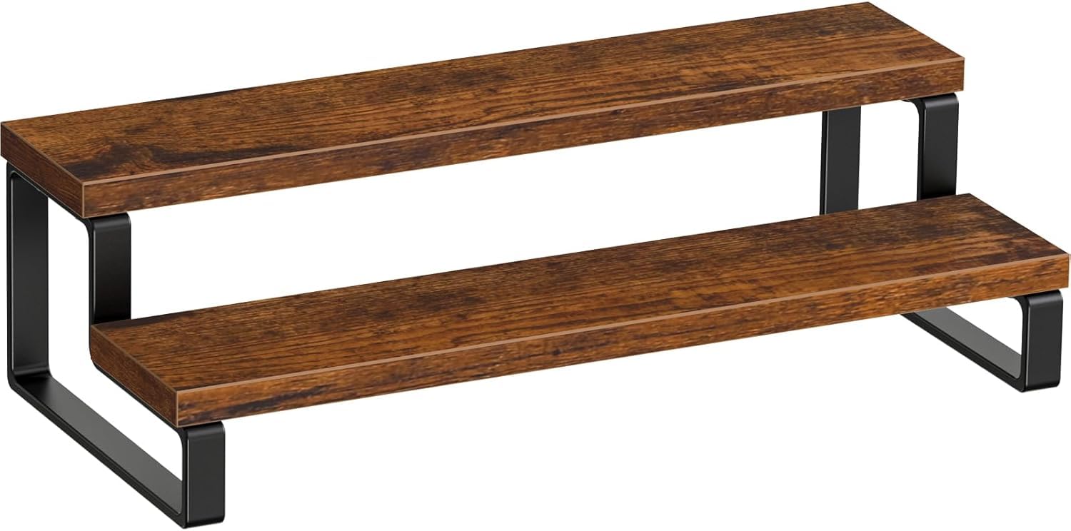 WOOD ART STORE 2-Tier Rustic Wood Shelf Organizer For Bathroom Kitchen – Countertop Display Rack for Kitchen, Bathroom, Makeup, Perfume, Spices | Tiered Wooden Stand | 30x15x10 cm (2 Tier)-image-39