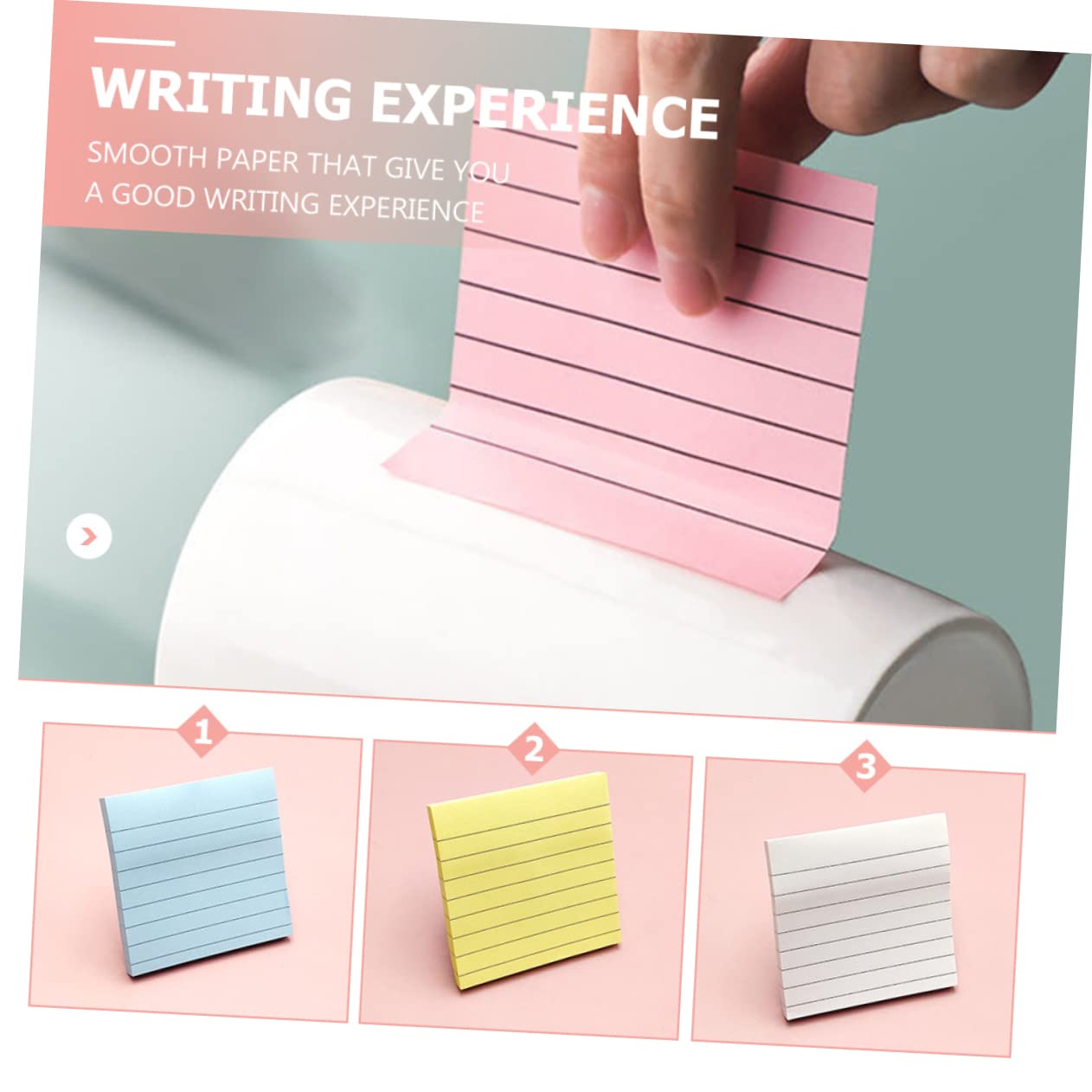 PLAFOPE Notas Adhesivas Cuadradas Líneas Horizontales, Papel Autoadhesivo Removible y Fuerte Adhesivo, Pack de 10 Unidades para Oficina y Estudio