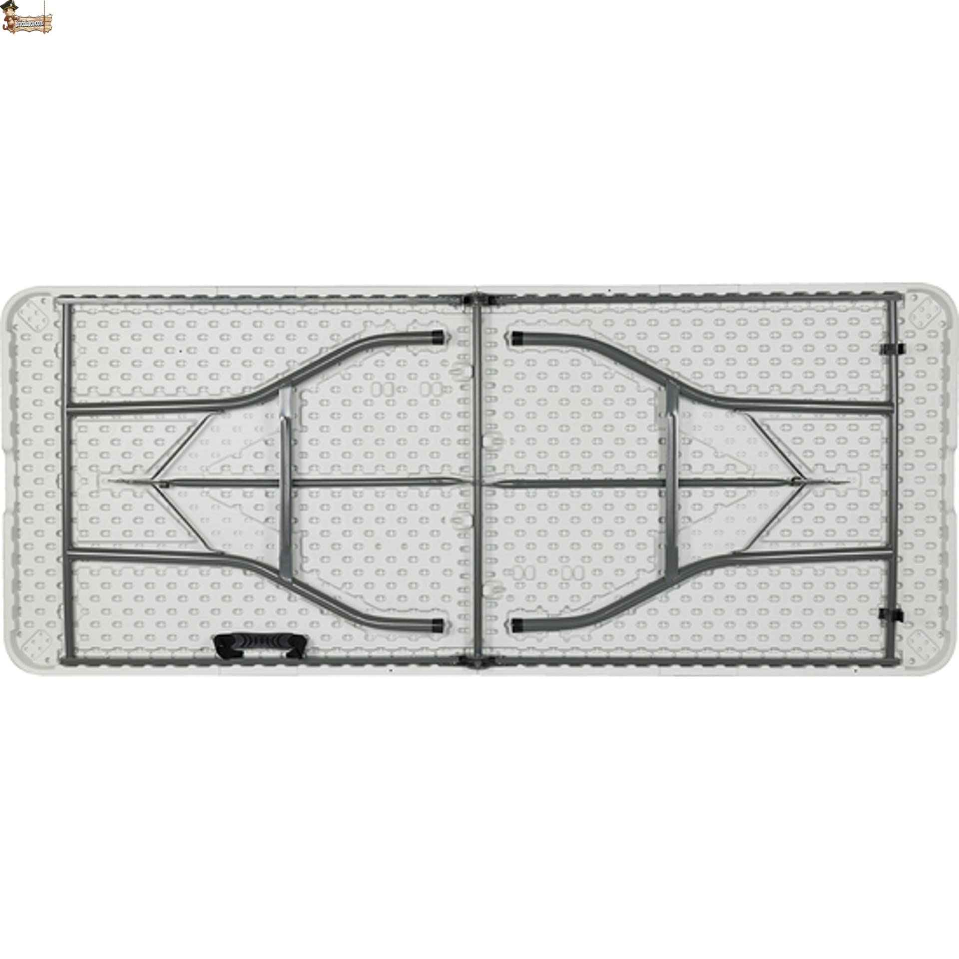 BricoLoco.com Mesa Plegable Comedor Camping, jardín, terraza, Catering. 2,4 MTS. Capacidad hasta 12 comensales. Estructura en Acero. Asa Transporte. (Largo 2,4 MTS.)