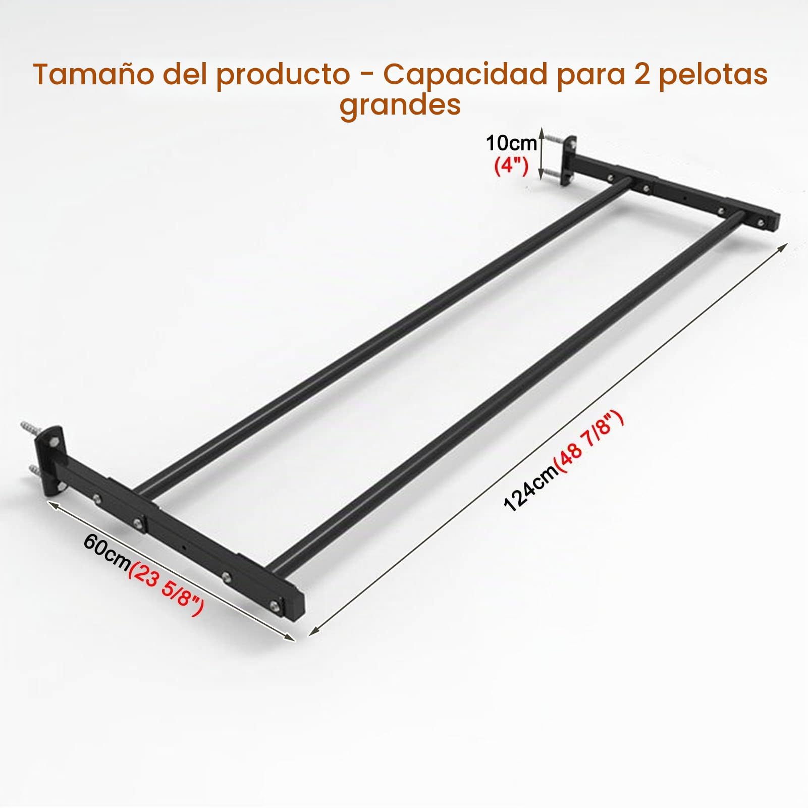 Yoga Accesorios Soporte de Pared para Pelotas de Yoga de Metal, Estantes de Almacenamiento de Bolas de Yoga para Estudio de Gimnasio en Casa, Balones de Estabilidad Ajustables/Voleibol ( Size : Length