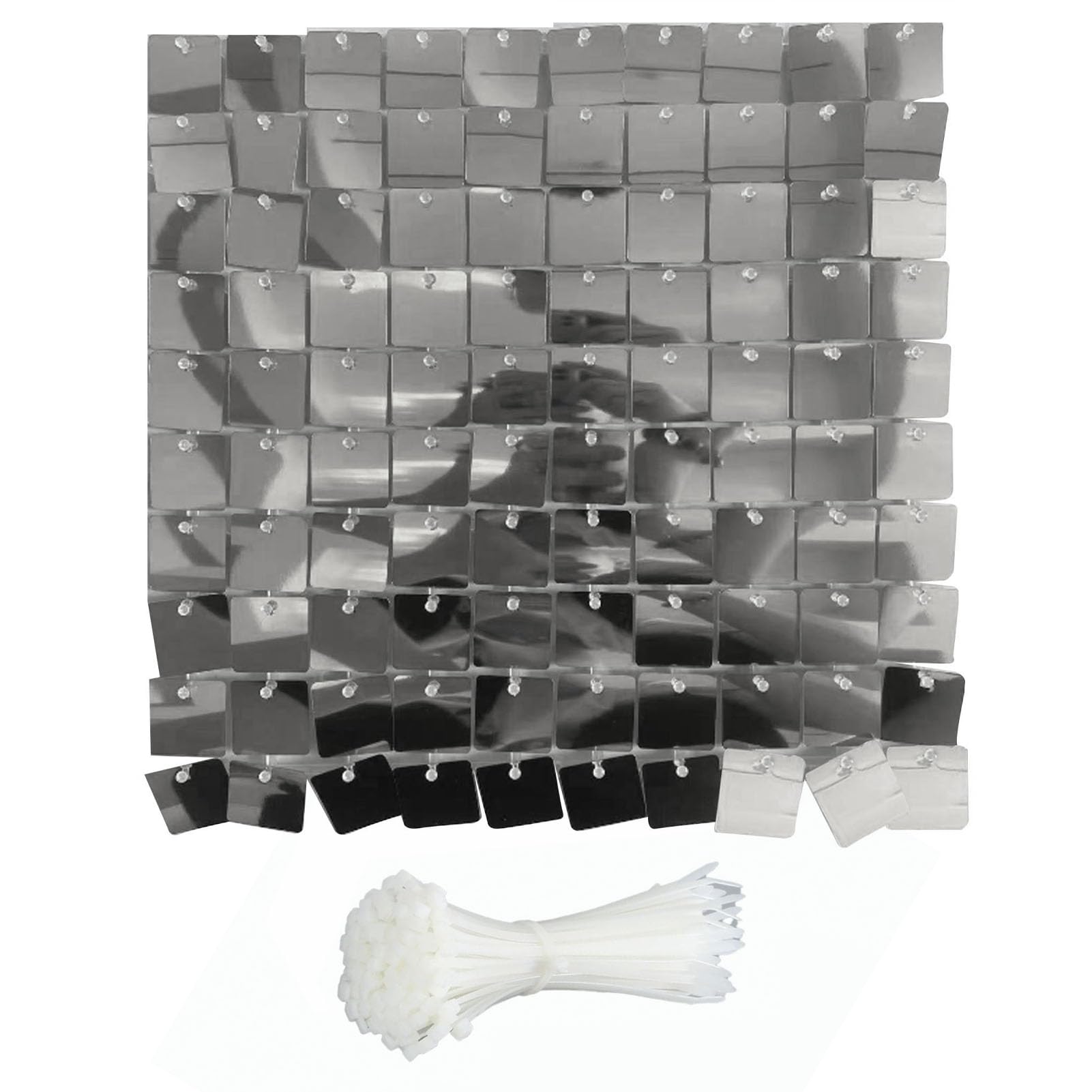 24teiliges Shimmer Wandpaneel Set aus Kunststoff – Glitzernde Sequin Rückwand für Hochzeit, Geburtstag und Bühnendekoration, 30x30 cm, transparenter Rahmen