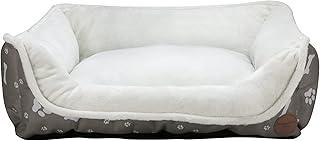 long rich Rectangle Dog Bed, Super Soft Plush Pet Bed for Indoor Cats Dogs, Reversible Polyester Dog Bed, Anti-Slip Bottom, Machine Washable (Printed Oxford Grey, 27.6