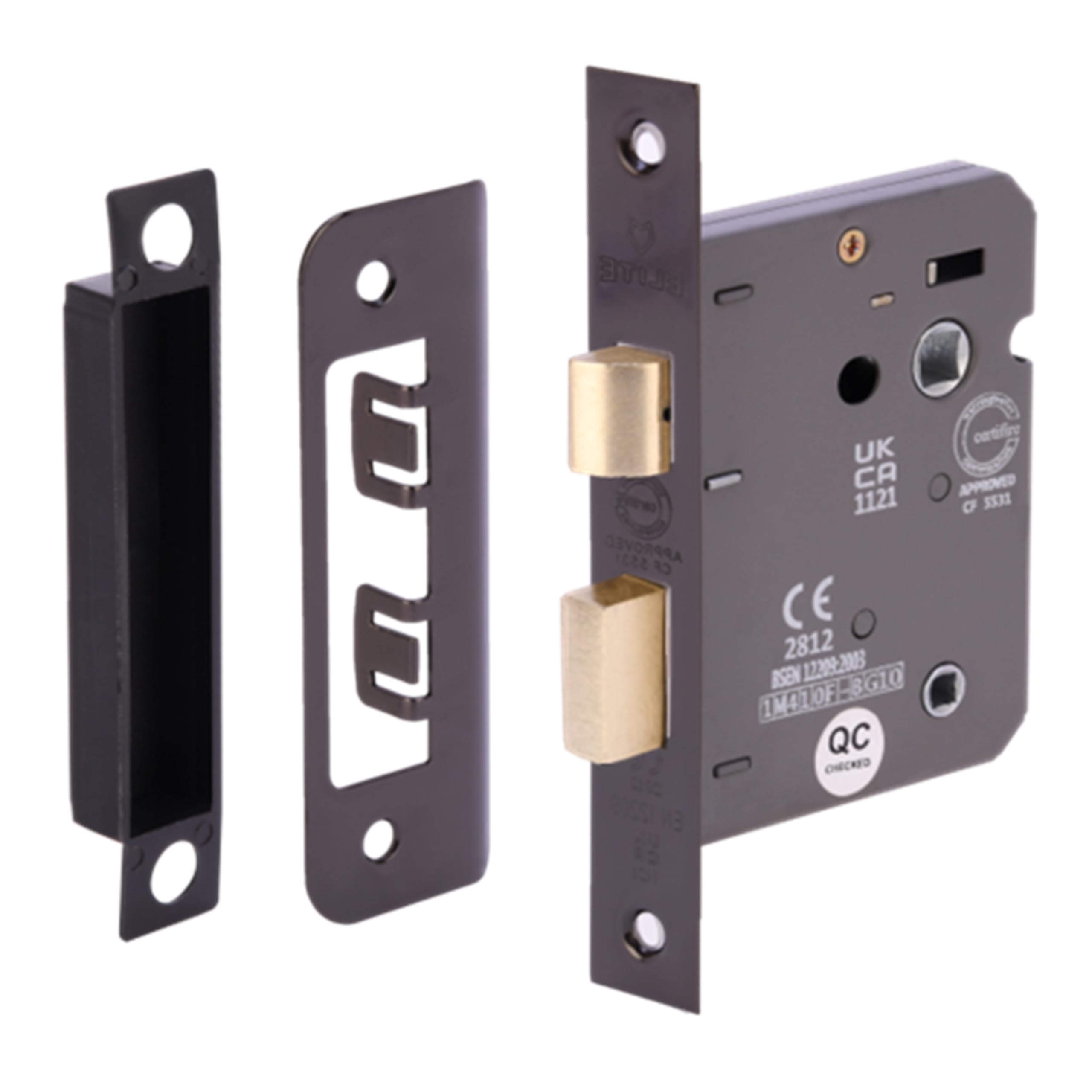 HANDLEZONE® 65mm (2 1/2 inch) Black Nickel Bathroom Lock for Internal Timber Doors, Thumbturn Locking, Reversible Latch, CE & UKCA Approved - Fire Rated - 45mm Backset