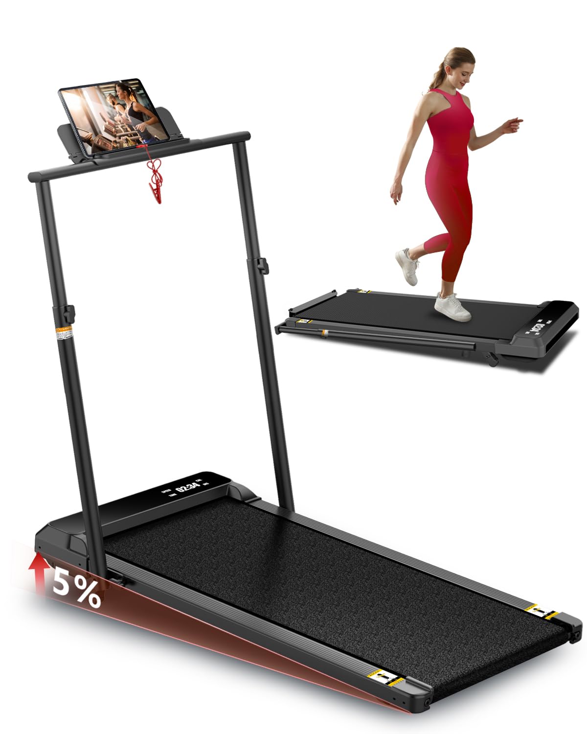 Walking Pad Treadmill with Incline,Under Desk Treadmill with Incline 2 in 1 for Walking and Jogging,2.5HP Compact Incline Walking Pad for Home Office with Remote Control
