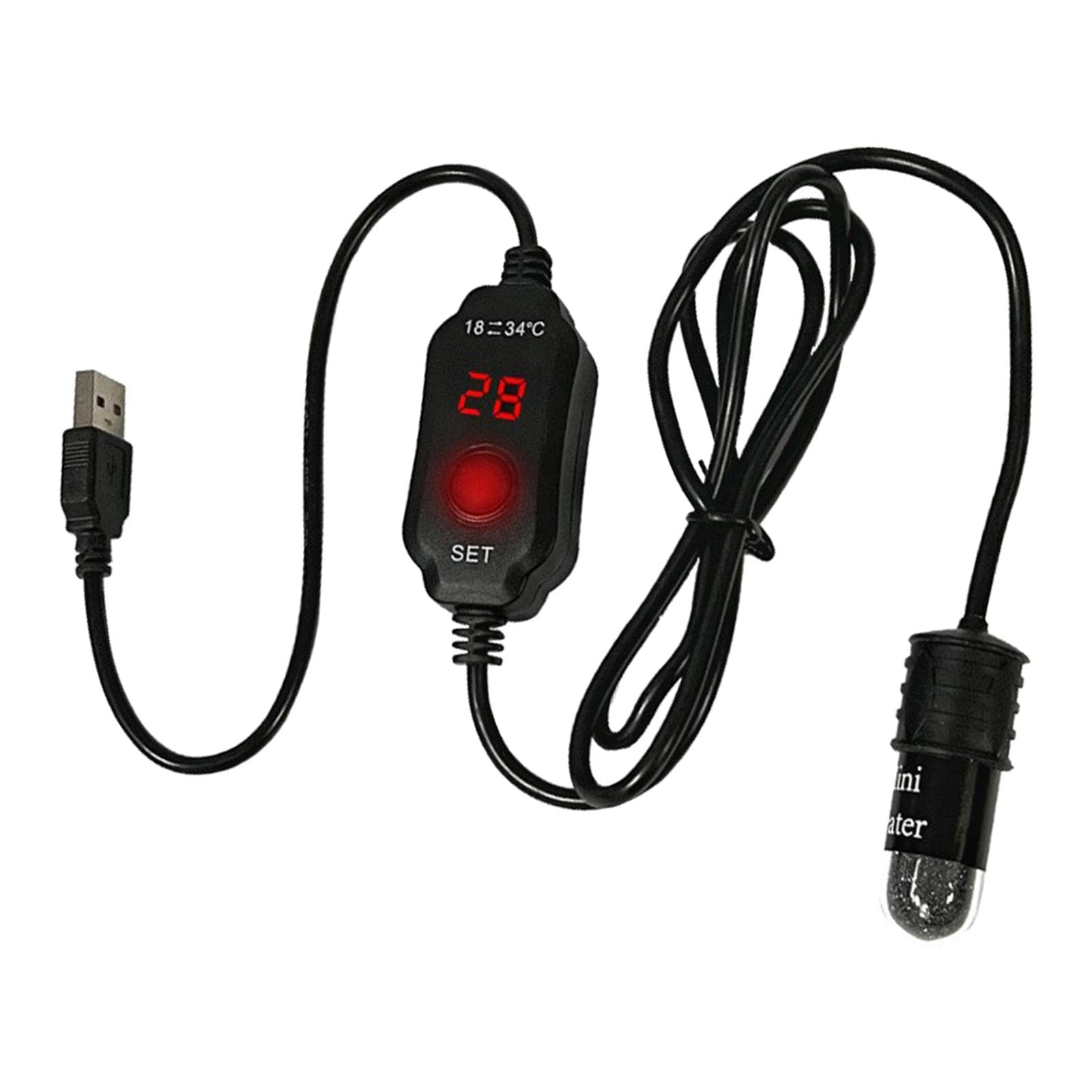 Juego de 5 calentadores de acuario pequeños de 10 W, termostato inteligente con pantalla digital ajustable, USB MINI 10 W