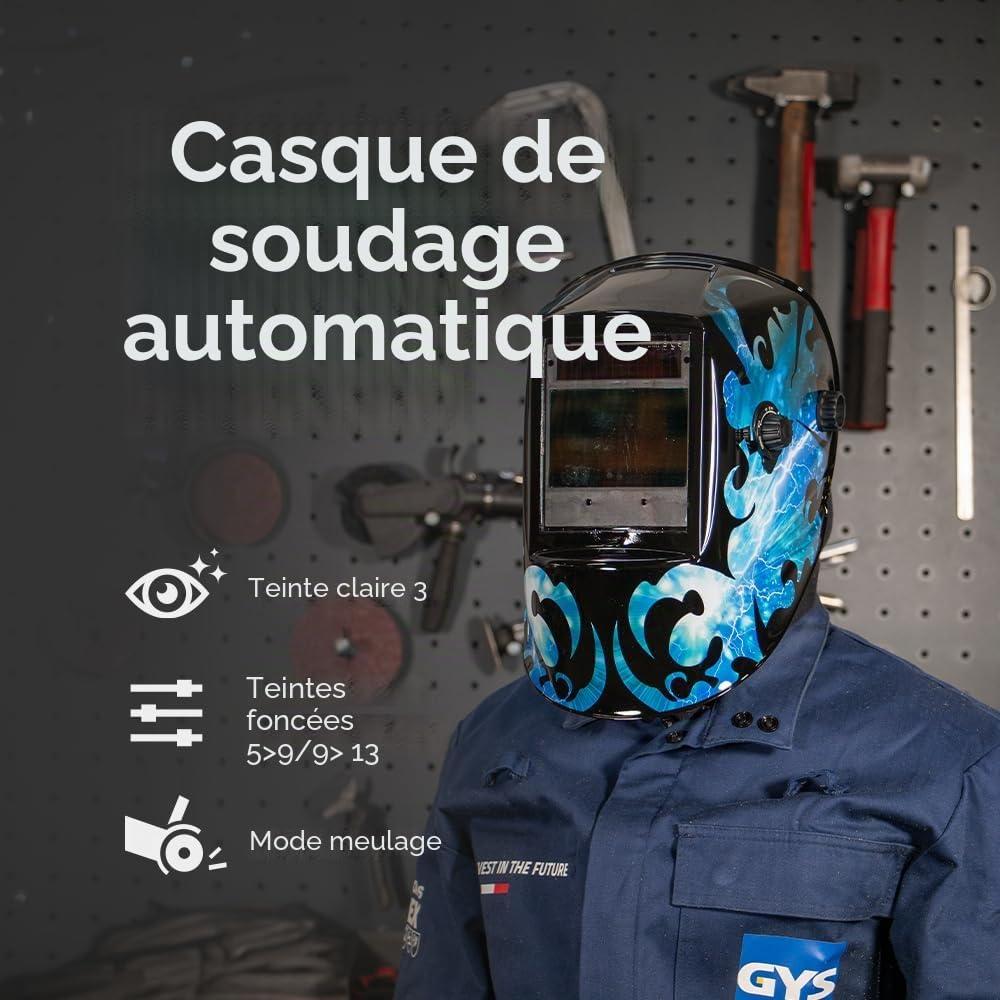GYS, Masque de Soudage LCD ZEUS 5-13 G COSMIC True Color, Teinte 3/5>13, Champ de Vision100x67mm, Assombrissement Auto 0,08ms, Classe Optique 1/1/1/2, pour MMA, TIG, MIG/MAG & Meulage