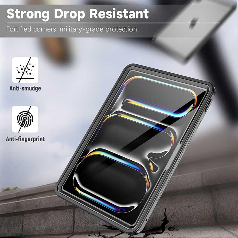 Compatible for iPad Pro 13 inch Case M4 M5 2024/2025【IP68 Waterproof】 Clear with Lanyard 【Built-in Screen Protector】 Rugged Cover Dustproof Underwater Diving Dust Shockproof Drop