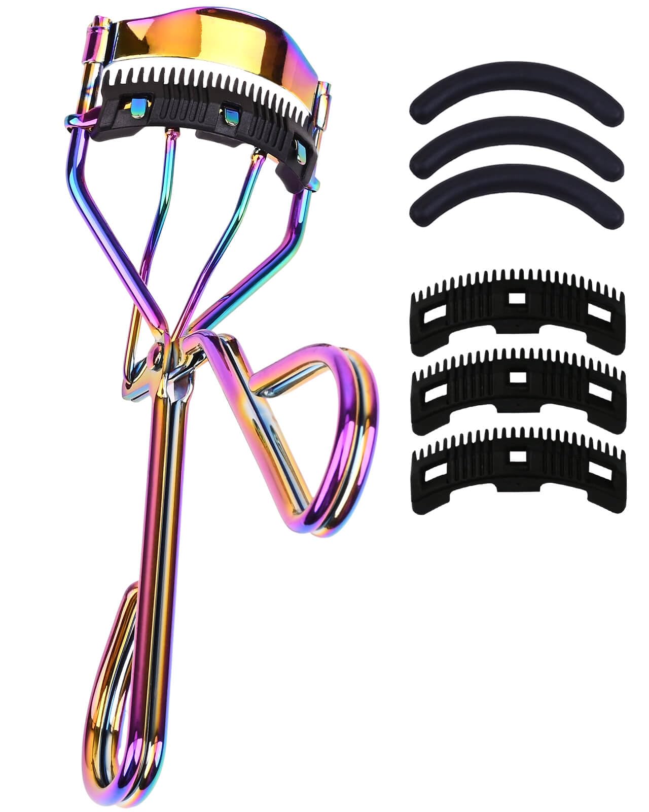 Eyelash Curlers with Comb IMMER LIEBEN Fashion Cute Eye Lash Curler with 3 Combs, 3 Refill, 10 Seconds for Long-Lasting Curl Colorful