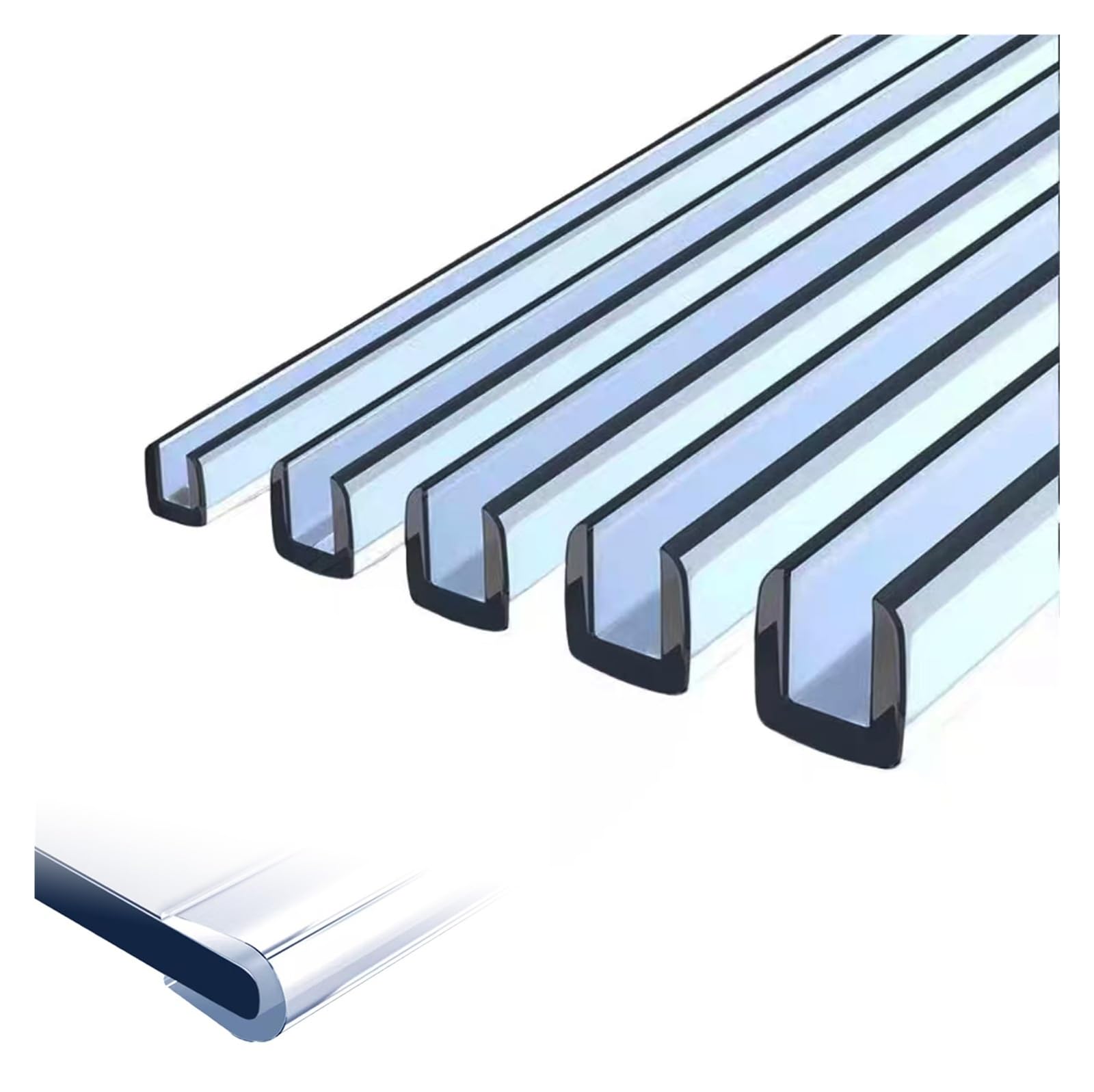 Glass Edge Protector, Glass Edge Banding, U Channel PVC Edge Trim, Clear Guard Seal Strip 16ft Length, Edge Protector for Table Edges & Sharp Corners(Wide 10 11mm)