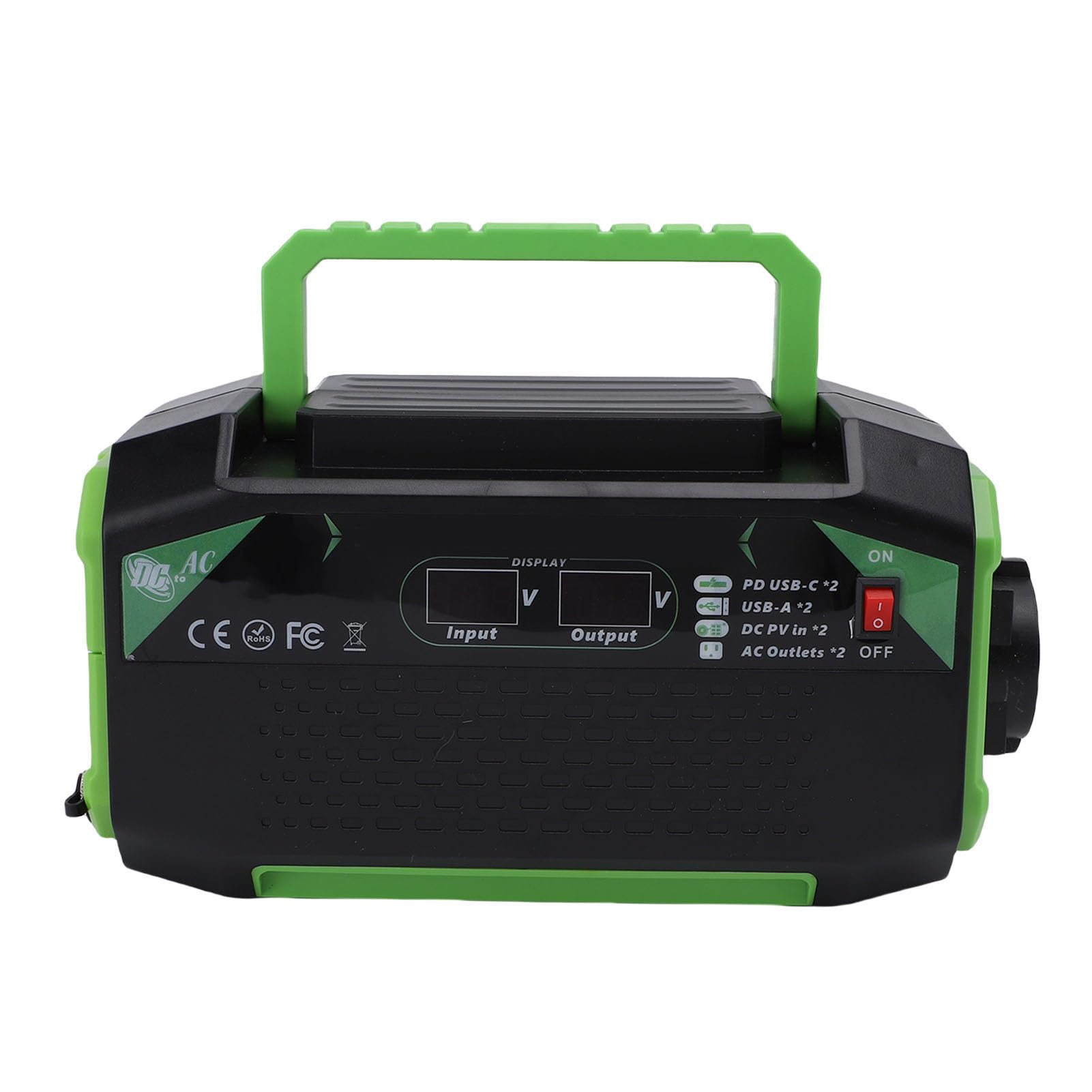 Pongnas Przetwornica Samochodowa 500 W Przetwornica Napięcia 12 V DC na 220 V AC z Wyświetlaczem Cyfrowym, 2 Gniazdami USB-A + 2 + AC do Laptopa Telefon Lodówka CPAP – 1000 W, wydajność ponad 90%