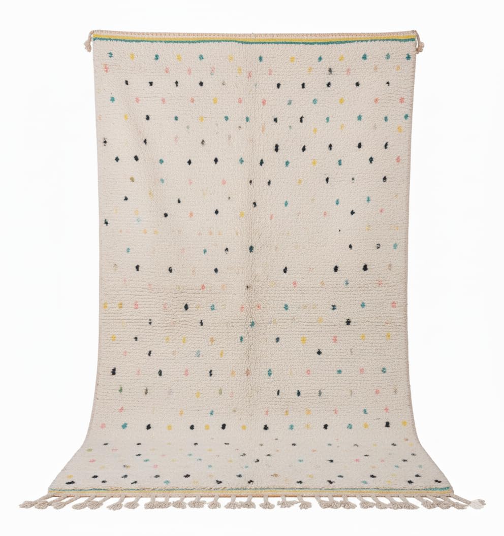 Tapis Berbère Original Beni Ourain - Tissé à la main 100% Laine - 2,5x1,5 m - Crème et Noir, Tapis Marocain, décoration intérieur classique et moderne, tapis oriental, tissage traditionnel
