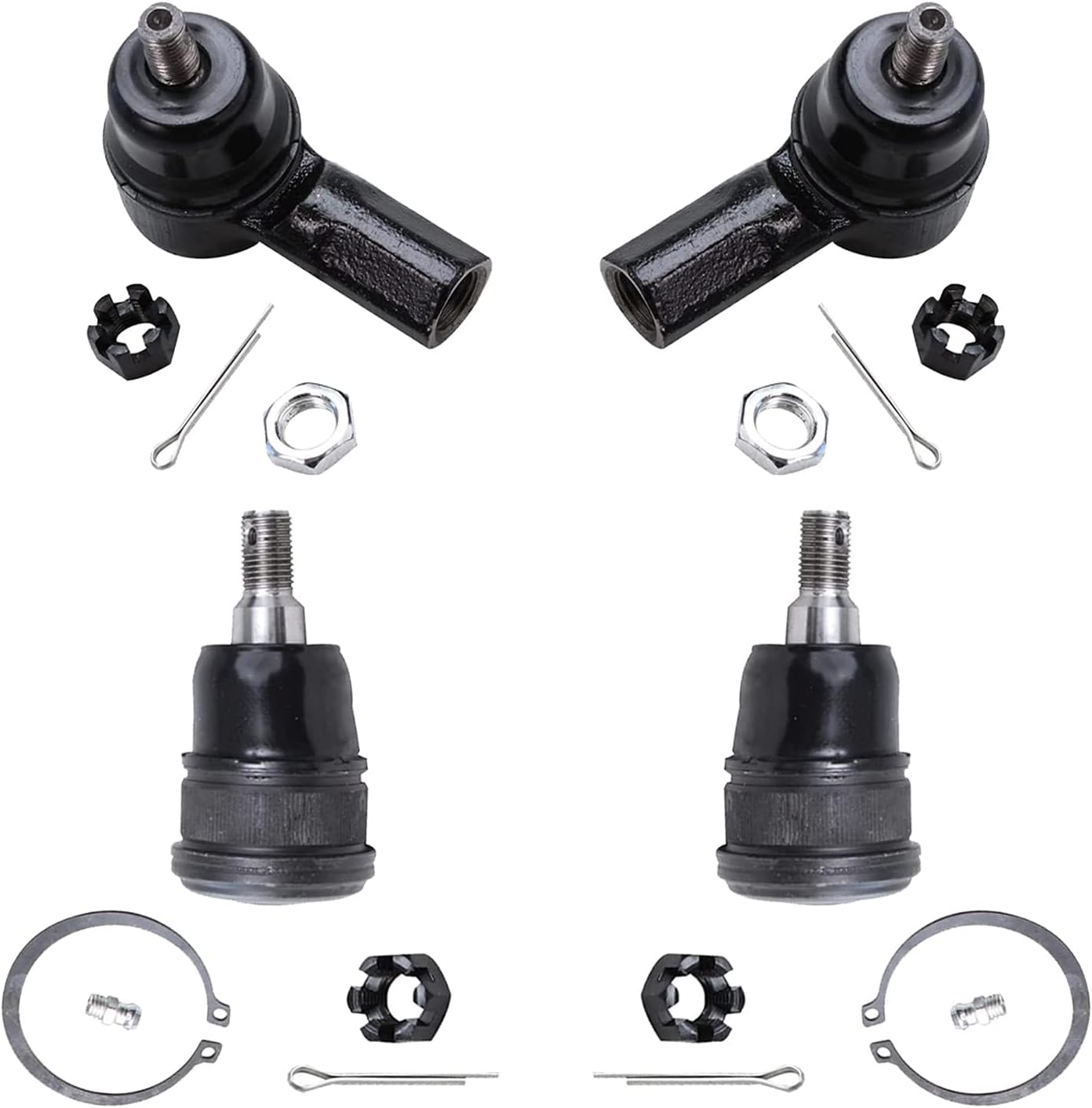 Detroit Axle - Front 4pc Suspension Kit for 01-05 Acura EL Honda Civic, 2 Lower Ball Joints 2 Outer Tie Rod Ends 2001 2002 2003 2004 2005 Replacement