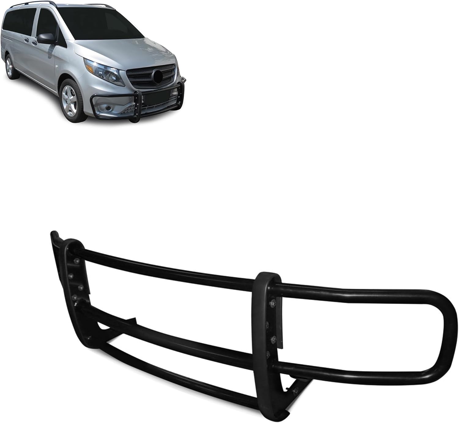 Black Horse SPARTAN Grille brush Bumper Guard Modular Black Compatible with 2016-2023 Mercedes-Benz Metris-17MBMEMA