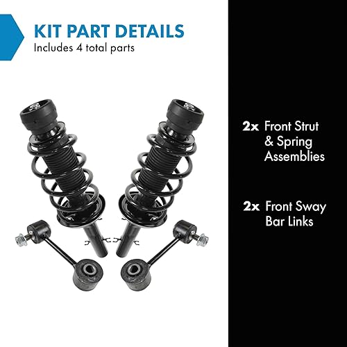 Miniatura 1195 de TRQ Kit de suspensión delantera, conjunto de amortiguadores y resortes, barra estabilizadora, enlace estabilizador compatible con Chevrolet