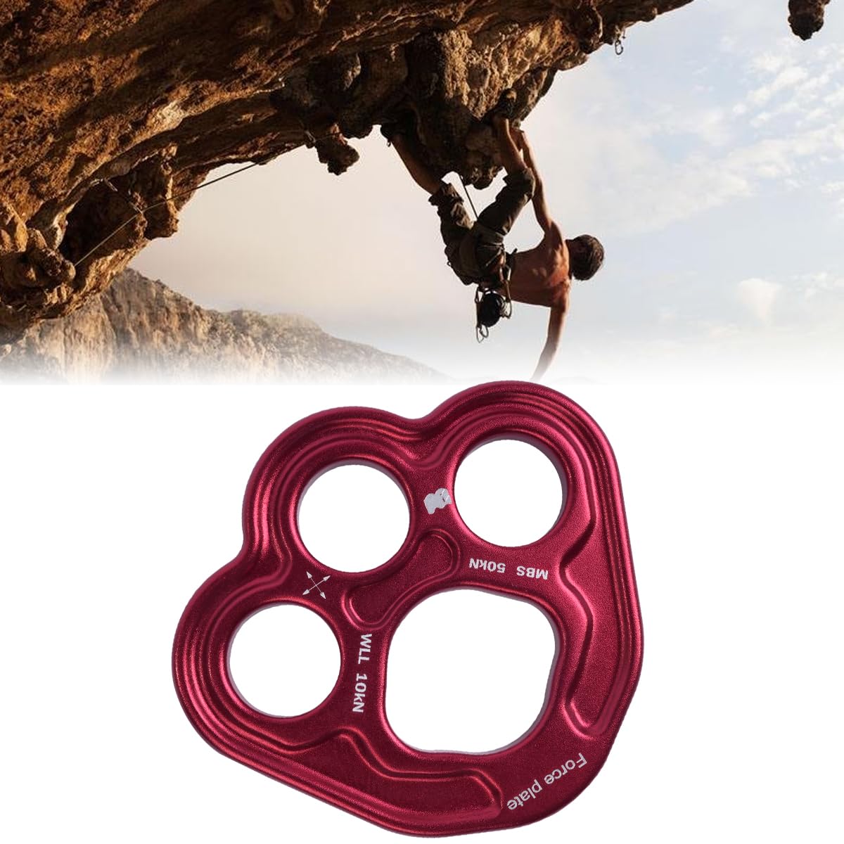 3 Trous Force Paw Rigging Plate Anchor Divider Finger Force Équipement d'escalade pour la Danse aérienne et l'escalade