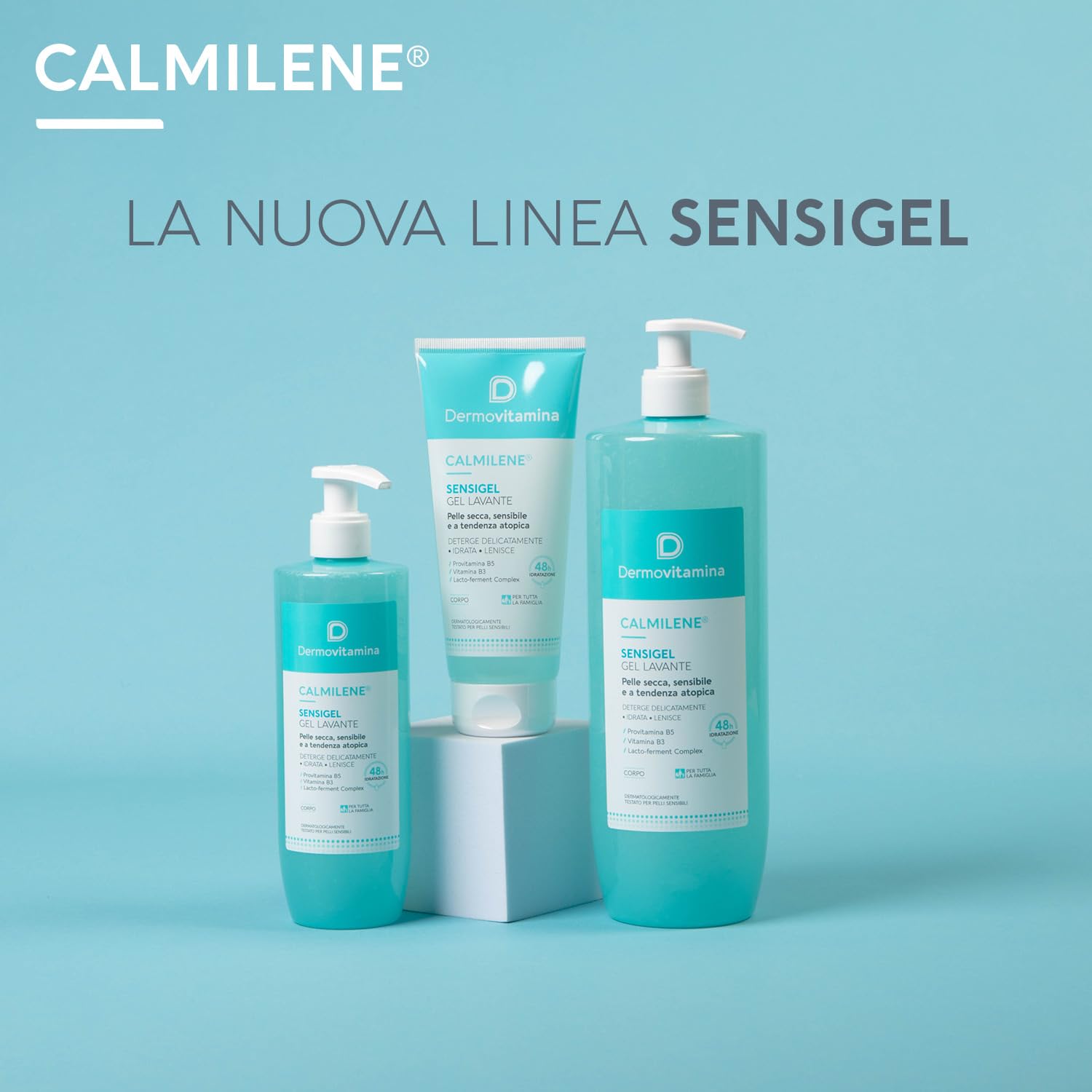 Dermovitamina Calmilene Sensigel 1L - Gel Lavante Corpo - Idratazione 48h - Con Lacto-ferment Complex - Per Pelle Secca, Sensibile, Atopica - Per Adulti e Bambini - Ingredienti di origine naturale