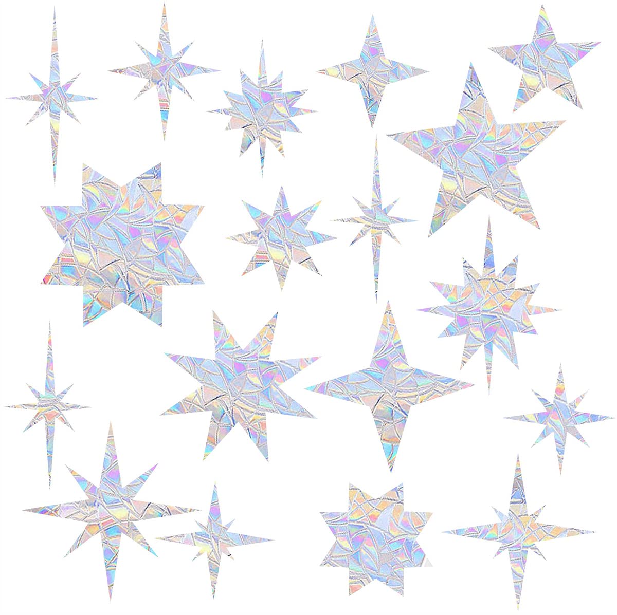 Star Window Decals Star Window Clings Static Cling Window Sticker Anti Collision Window Decals for Bird Strikes,Rainbow Stickers for Glass Windows