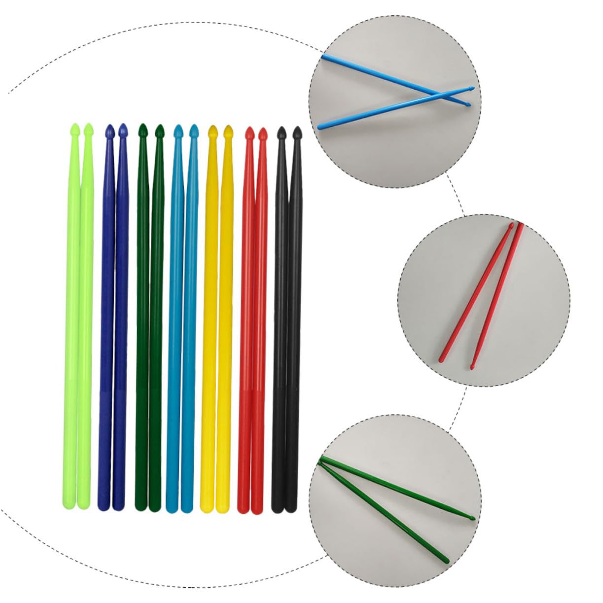 Gatuida 7 Pares de Baquetas 5A de Nailon para Batería Agarre Cómodo y Sonido 3D, Ideales para Principiantes en Casa y Escuela