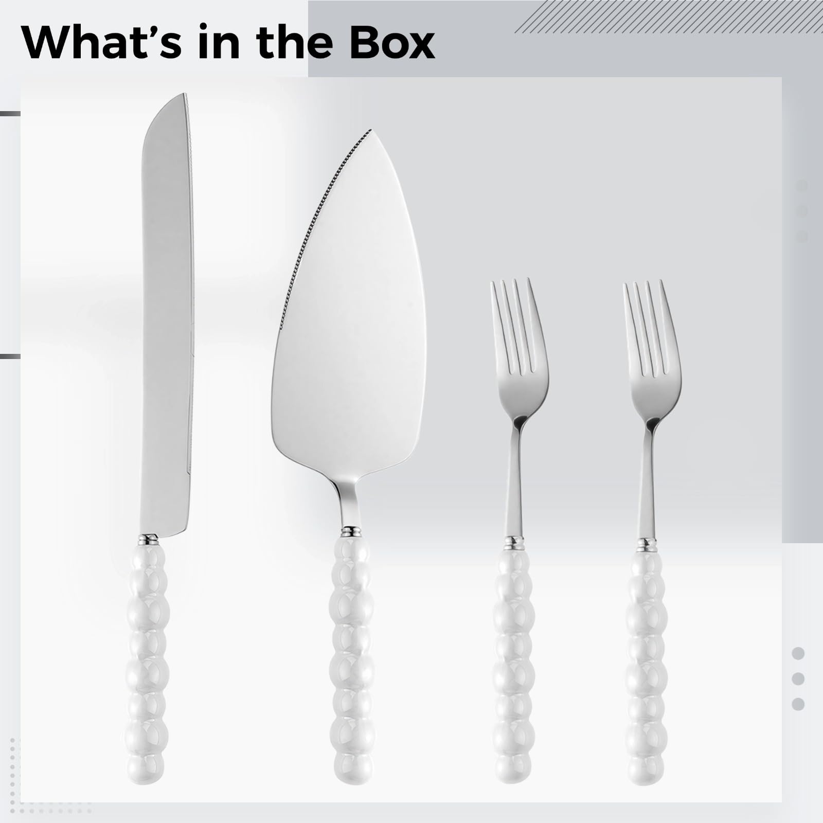 Service à découper le gâteau, 4 pièces, couteau à gâteau, pelle de service et fourchettes en acier inoxydable, manche en plastique, finition miroir, pour mariage, pain, pizza, pâtisserie, cuisine