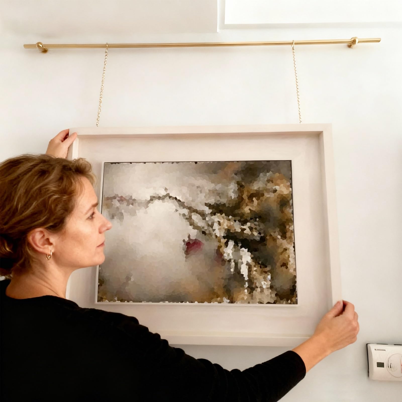 Kit de suspension pour tableaux en laiton avec rail et chaînes chic